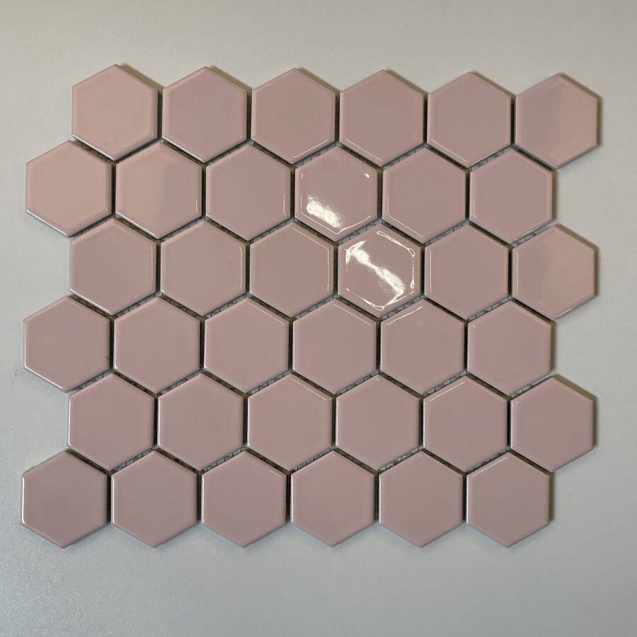 The Mosaic Factory Barcelona mozaïektegel hexagon 5 1x5 9cm Pink Glossy