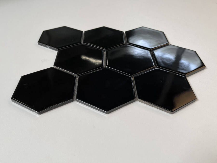The Mosaic Factory Barcelona mozaïektegel hexagon 9 5x11cm Black Glossy