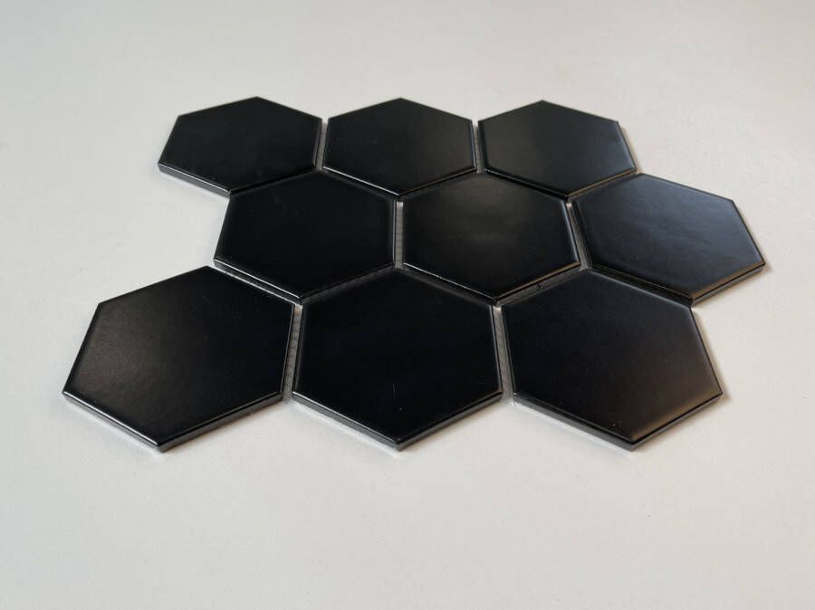 The Mosaic Factory Barcelona mozaïektegel hexagon 9 5x11cm Black Matt