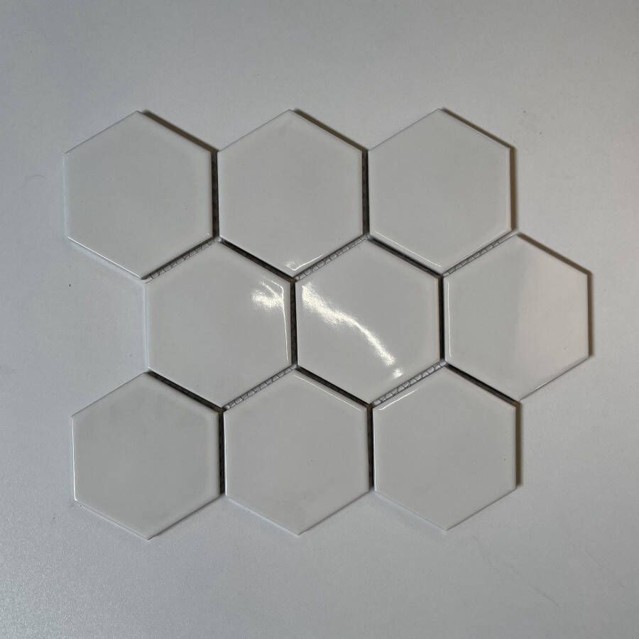 The Mosaic Factory Barcelona mozaïektegel hexagon 9 5x11cm White Glossy