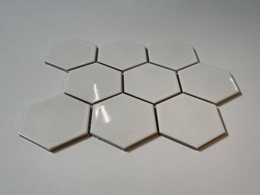 The Mosaic Factory Barcelona mozaïektegel hexagon 9 5x11cm White Glossy