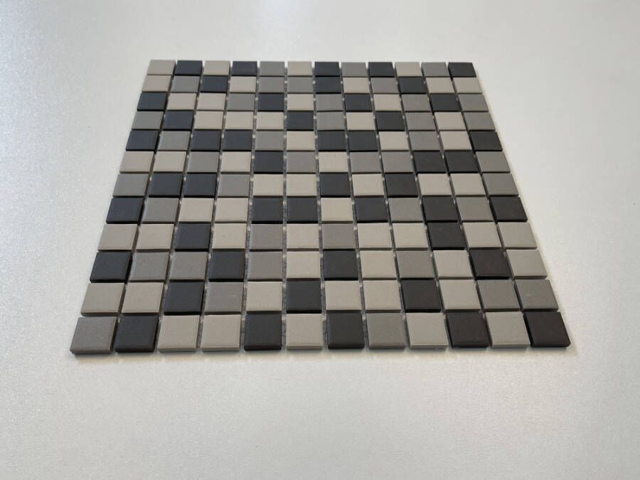 The Mosaic Factory London mozaïektegel vierkant 2 3x2 3cm Grey Dark Grey Black