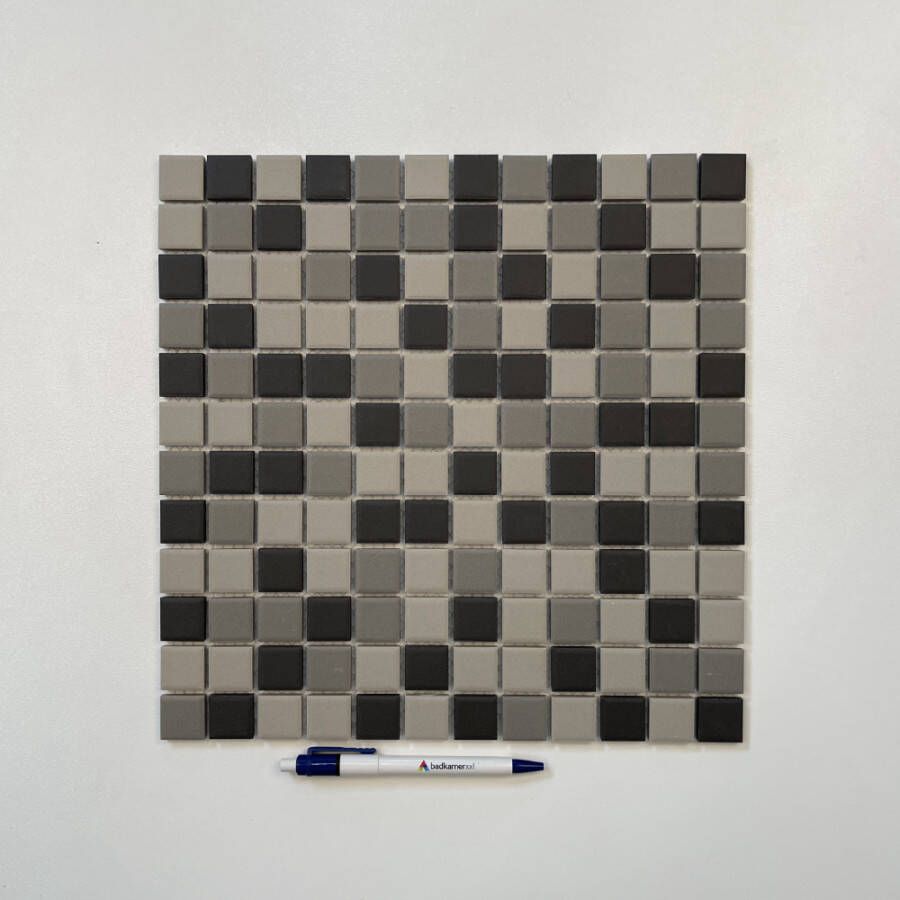The Mosaic Factory London mozaïektegel vierkant 2 3x2 3cm Grey Dark Grey Black