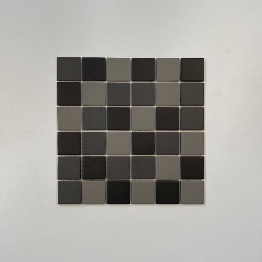 The Mosaic Factory London mozaïektegel vierkant 4 8x4 8cm Grey Anthracite Black