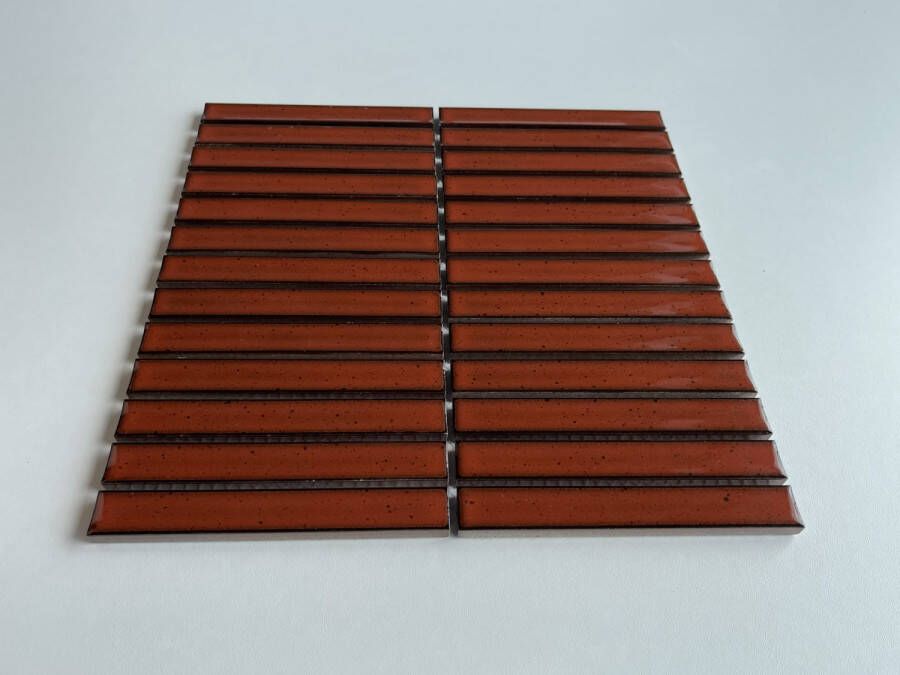 The Mosaic Factory Sevilla Kit-Kat Fingers mozaïektegel 2x14 5cm Terra Red Glossy