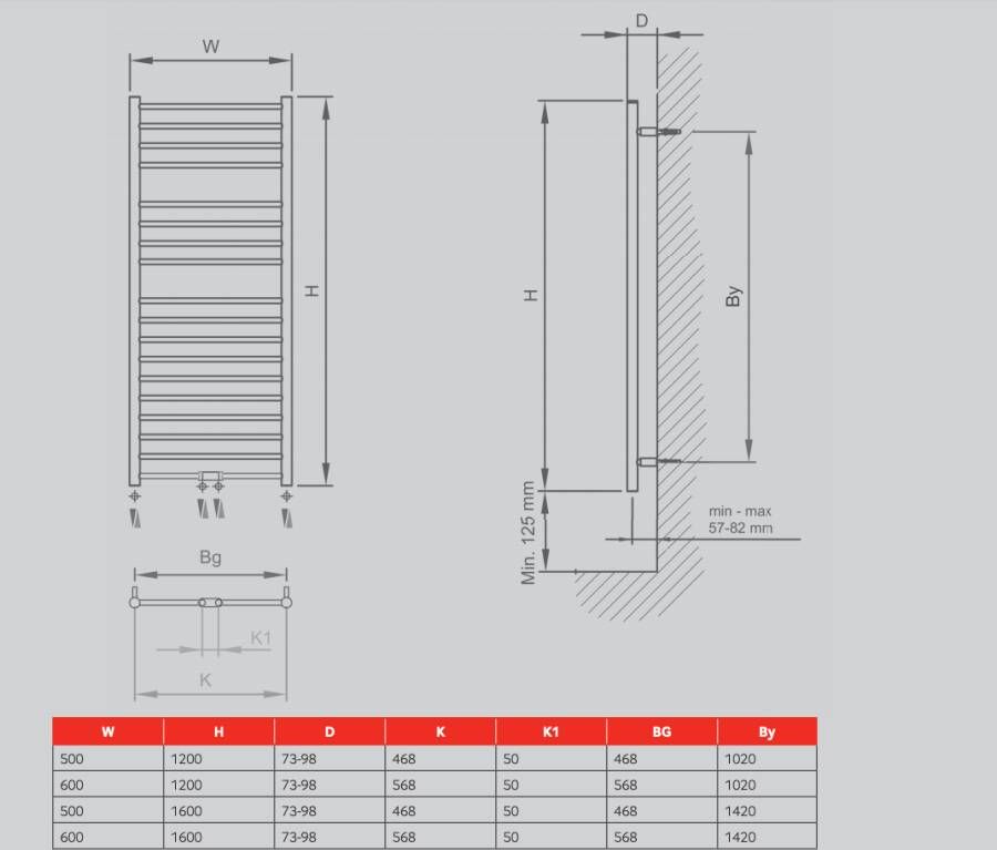 Thermrad RVS Lina handdoekradiator 120 x 60 cm (H X L) geborsteld RVS (mat)