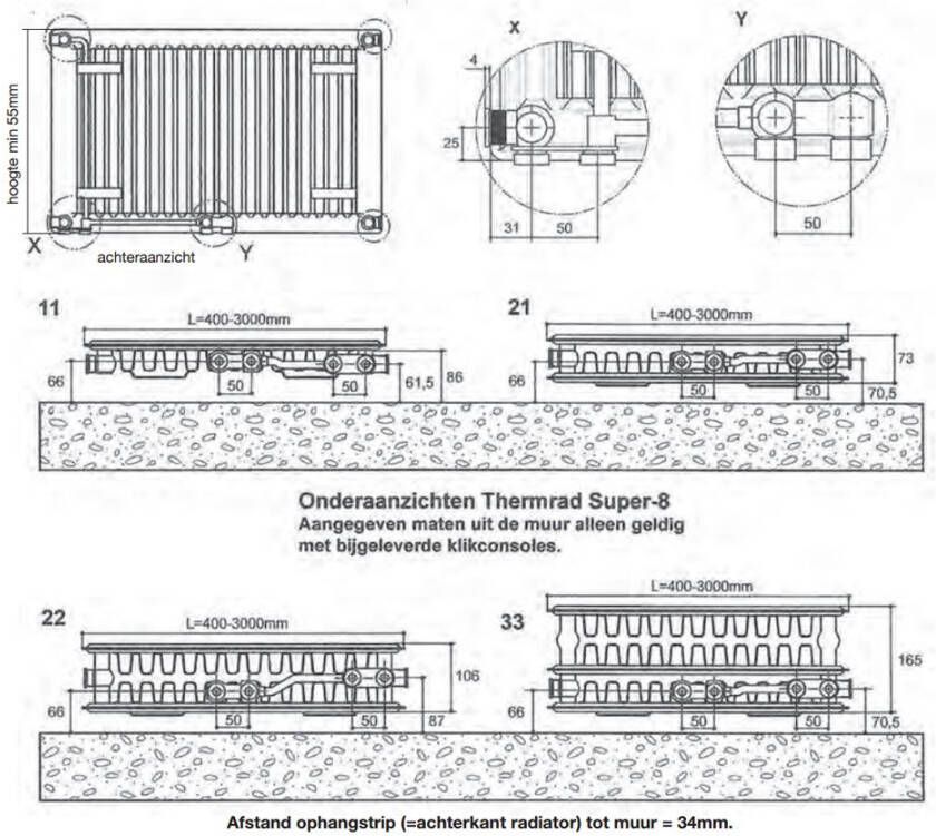 Thermrad Super 8 Compact paneelradiator type 11 180 x 50 cm (L x H)