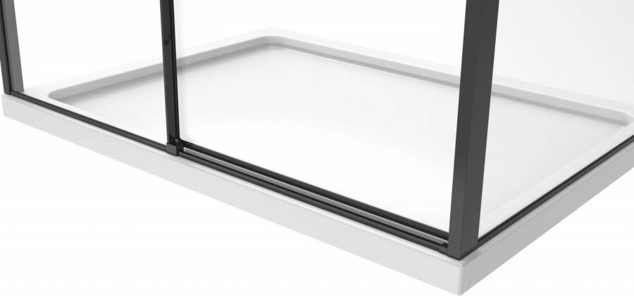 Van Rijn Products ST06350 douchecabine schuifdeur zij-instap 160x100cm helder glas zwart