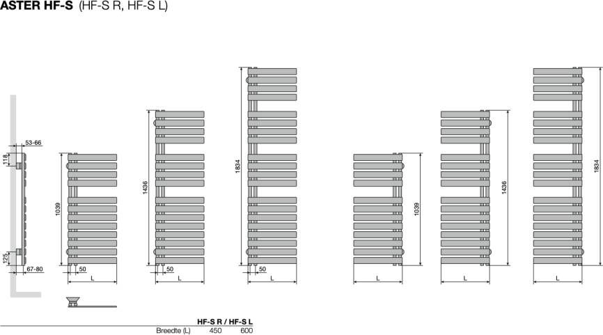 Vasco Aster Slide HF-S L radiator 60x183 4cm wit RAL 9016
