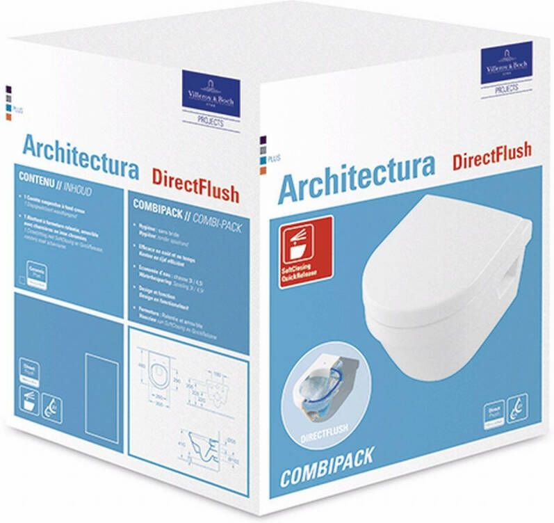 Villeroy & Boch Architectura wandcloset Compact DirectFlush CeramicPlus met zitting SC + QR
