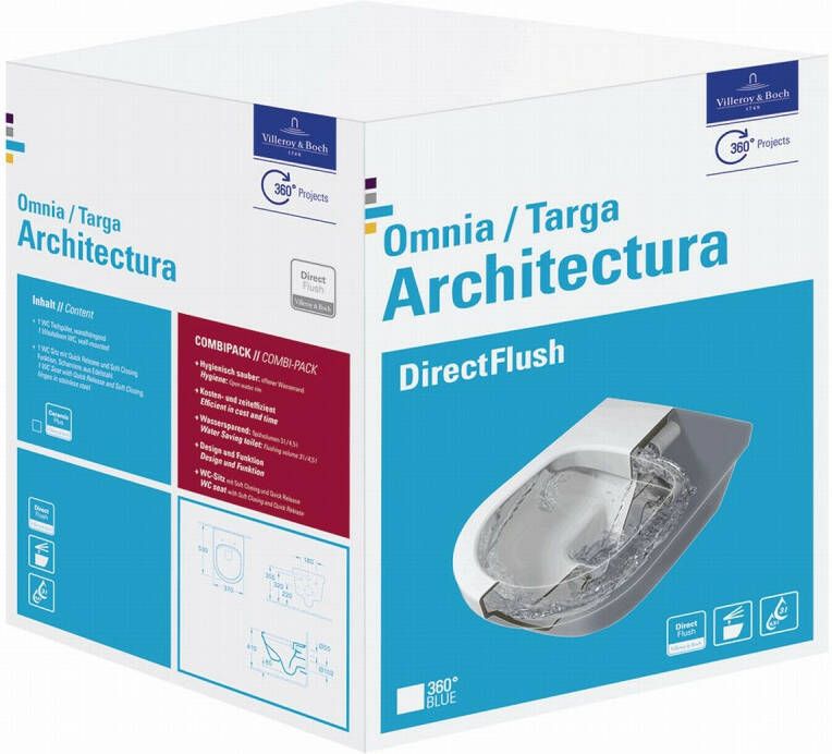 Villeroy & Boch Architectura wandcloset DirectFlush CeramicPlus met zitting SC + QR