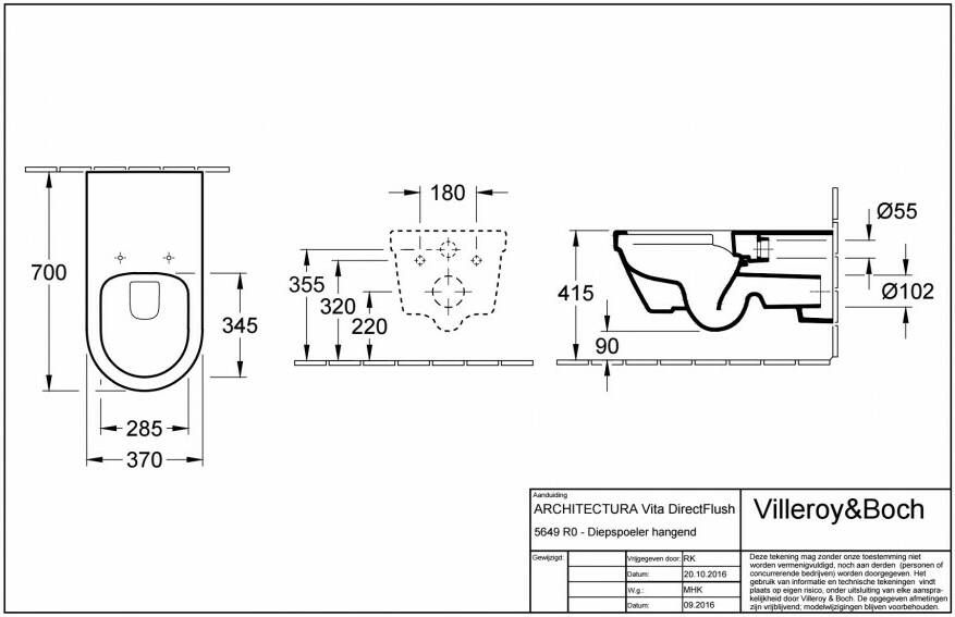 Villeroy & Boch Architectura wandcloset verlengd wit