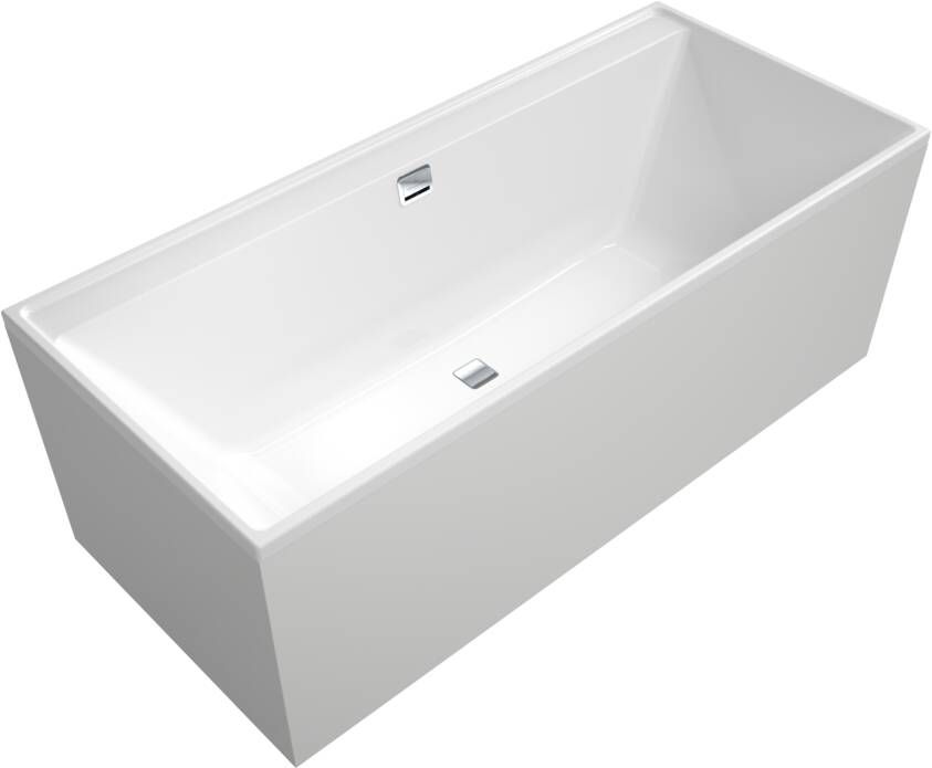 Villeroy & Boch Collaro inbouwbad 160x75cm stone white Chroom afvoer overloop