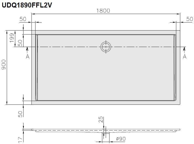 Villeroy & Boch Futurion Flat Rechthoekige douchevloer 1800 x 900 x 25 mm Wit Alpin