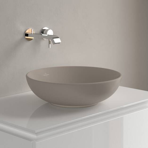 Villeroy & Boch Loop & Friends Opzetwastafel 420 x 420 x 120 mm Almond CeramicPlus zonder overloop ongeslepen
