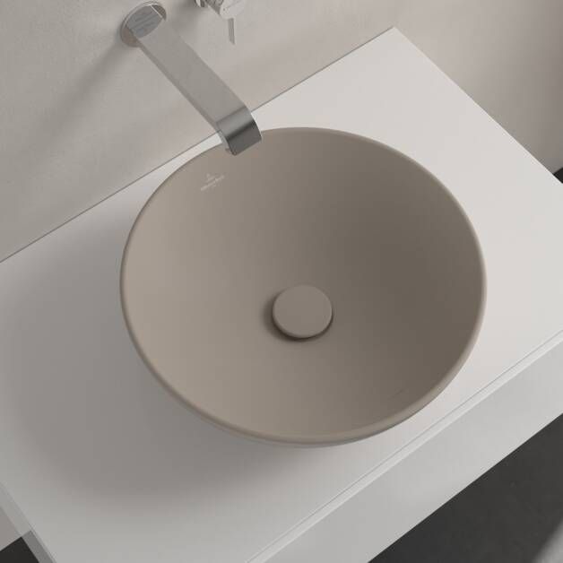 Villeroy & Boch Loop & Friends Opzetwastafel 420 x 420 x 120 mm Almond CeramicPlus zonder overloop ongeslepen