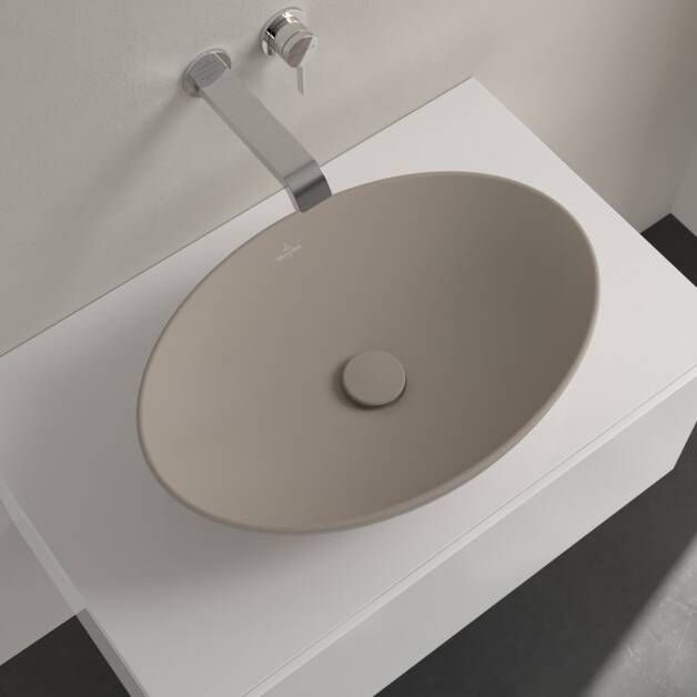 Villeroy & Boch Loop & Friends Opzetwastafel 560 x 380 x 120 mm Almond CeramicPlus zonder overloop ongeslepen