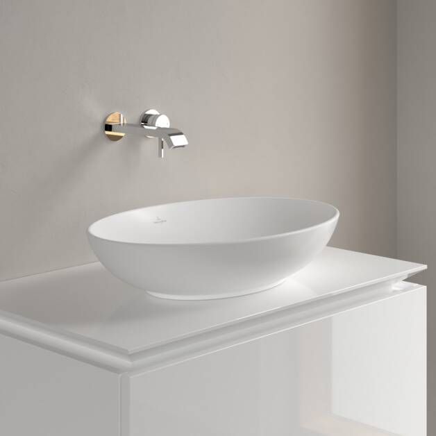 Villeroy & Boch Loop & Friends Opzetwastafel 560 x 380 x 120 mm Stone White CeramicPlus zonder overloop ongeslepen