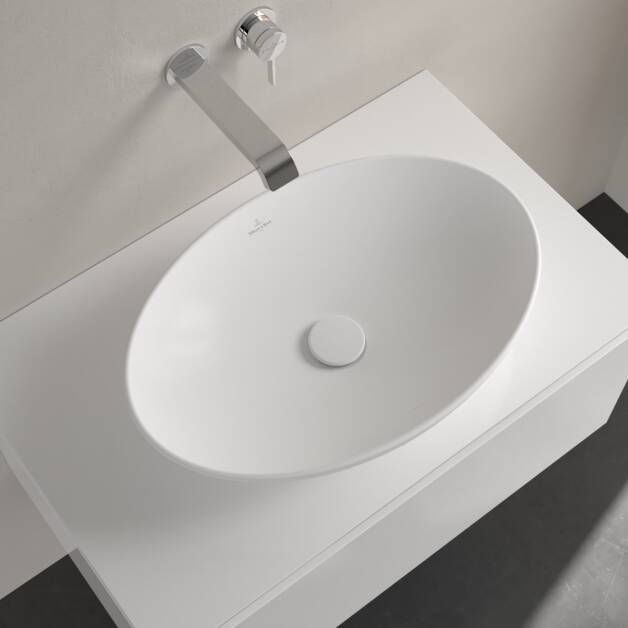 Villeroy & Boch Loop & Friends Opzetwastafel 560 x 380 x 120 mm Stone White CeramicPlus zonder overloop ongeslepen