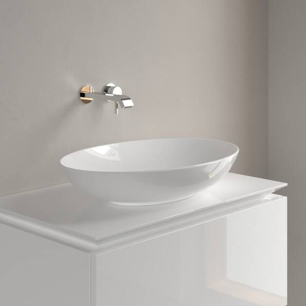 Villeroy & Boch Loop & Friends Opzetwastafel 620 x 420 x 120 mm Wit Alpin CeramicPlus met overloop ongeslepen