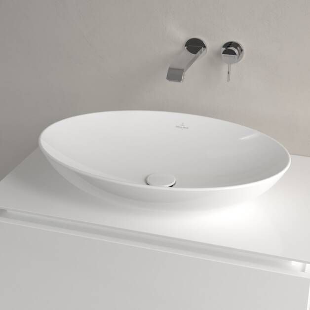 Villeroy & Boch Loop & Friends Opzetwastafel 620 x 420 x 120 mm Wit Alpin CeramicPlus met overloop ongeslepen