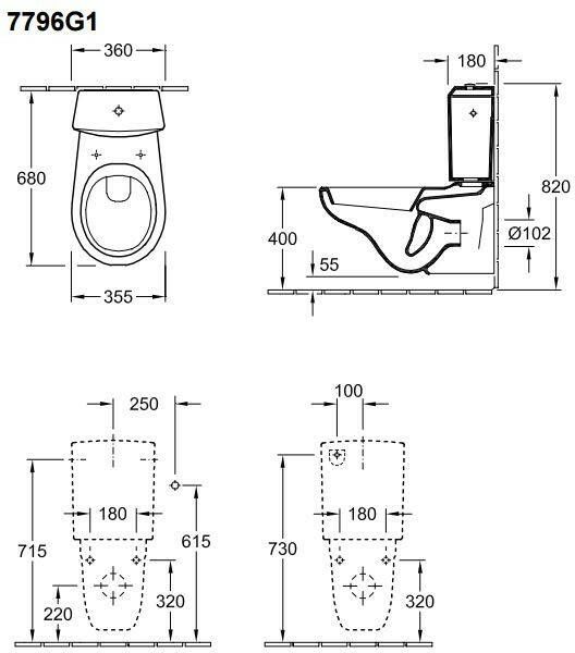 Villeroy & Boch O.novo reservoir voor duobloc ceramic+ wit