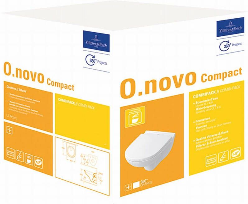 Villeroy & Boch O.novo wandcloset Compact CeramicPlus met zitting SC + QR