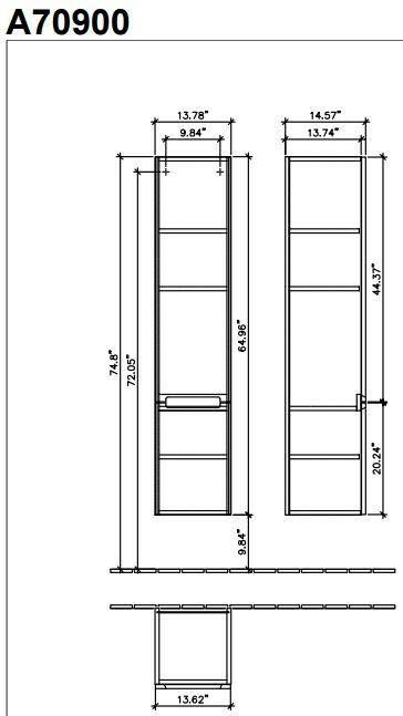 Villeroy & Boch Subway 2.0 kast hoog 35x37x165 cm. met 2 deuren links glossy wit