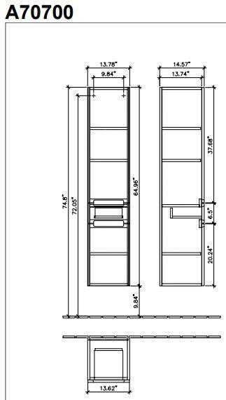 Villeroy & Boch Subway 2.0 kast hoog 35x37x165 cm.2 deuren links en 1 lade glossy wit