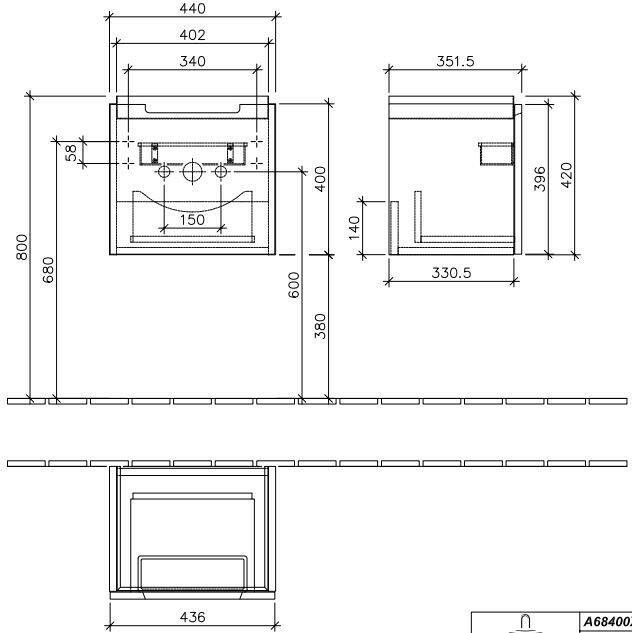 Villeroy & Boch Subway 2.0 wastafelonderkast 44x41 6x35 1 cm glossy wit