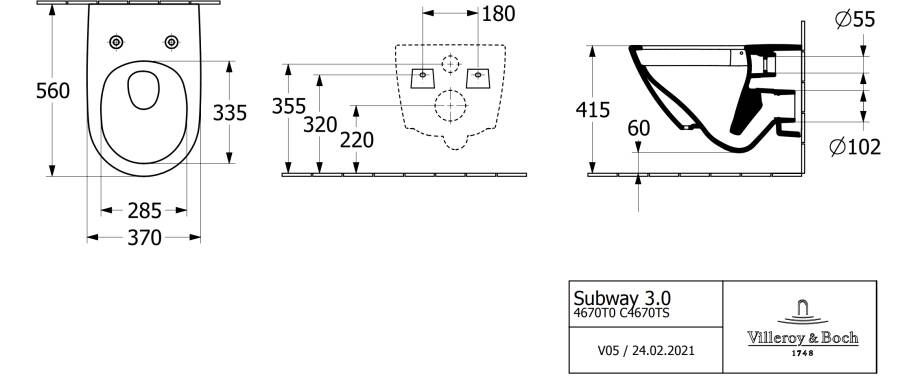 Villeroy & Boch Subway 3.0 pack wandcloset Twistflush met zitting SC & QR wit CeramicPlus