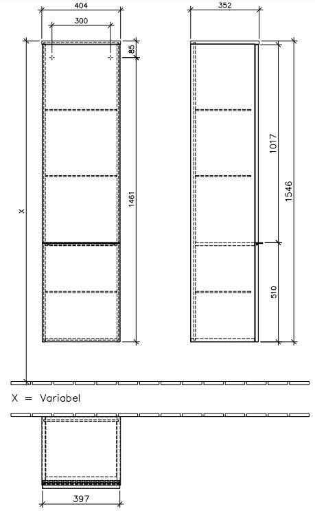 Villeroy & Boch Venticello hoge kast 40.4x37.2x154 cm. deur links mat wit