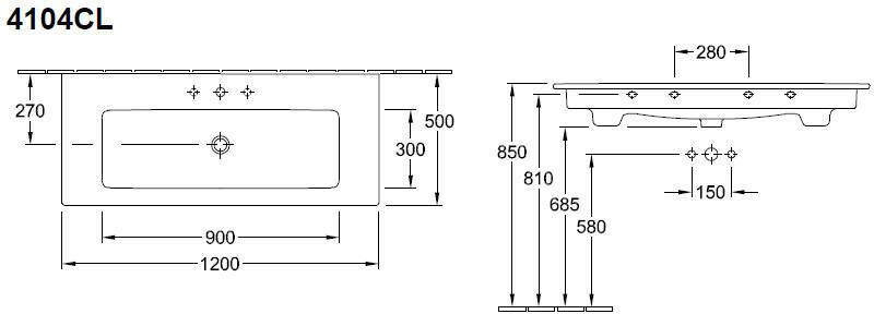 Villeroy & Boch Venticello meubelwastafel 120x50 cm.1x kraangat m overloop c+ wit