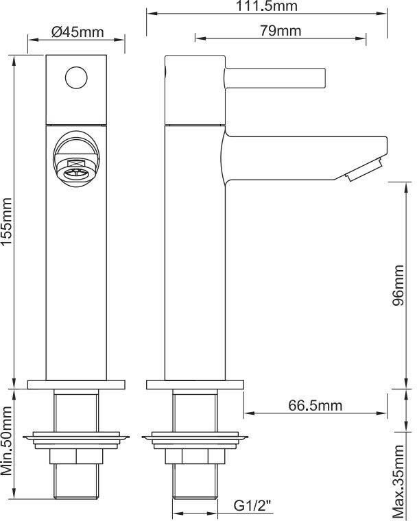 Wiesbaden Amador XL toiletkraan hoog 1 2'' gunmetal