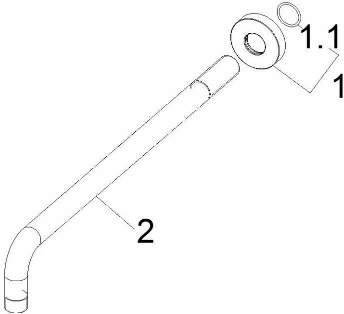 Wiesbaden Caral douchearm gebogen voor hoofddouche rond 35cm geborsteld koper PVD