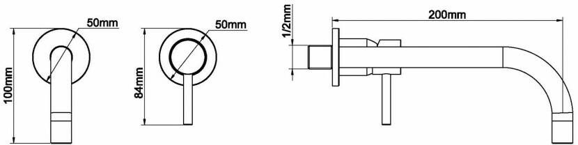 Wiesbaden Slim Twenty eenhendel wastafel-afbouwdeel geborsteld messing