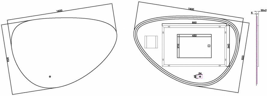 Wiesbaden Uovo condensvrije led- spiegel dimbaar 140 cm