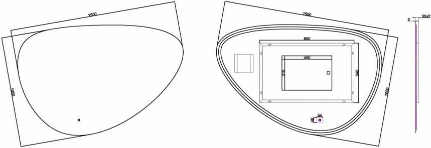 Wiesbaden Uovo condensvrije led- spiegel dimbaar 150 cm