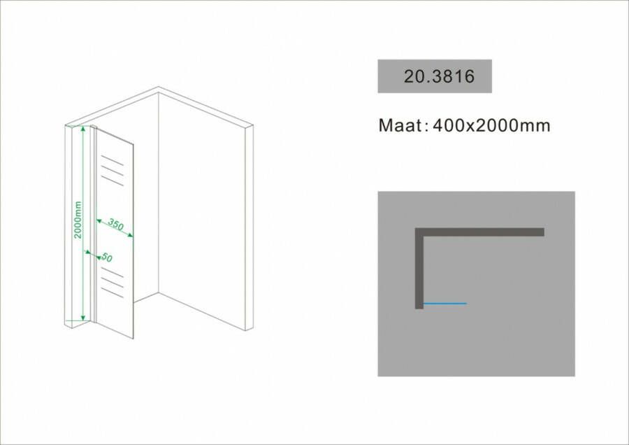 Wiesbaden zijwand + muurprofiel 400x2000 10mm NANO glas