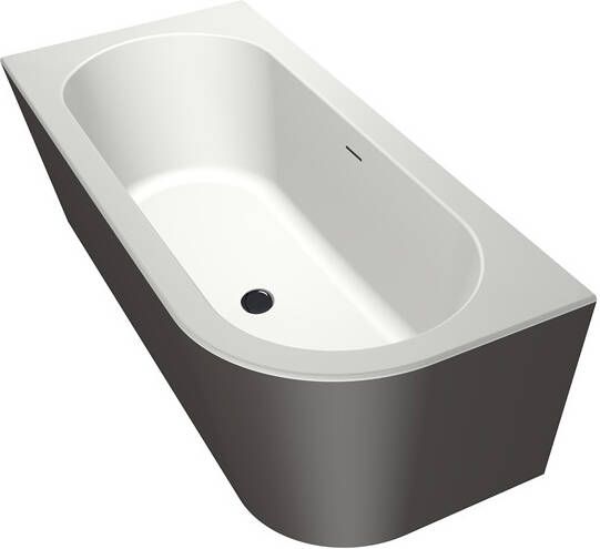 Xenz Charley halfvrijstaand bad links 180x80cm mat wit mat antraciet badafvoer vulcombinatie mat wit