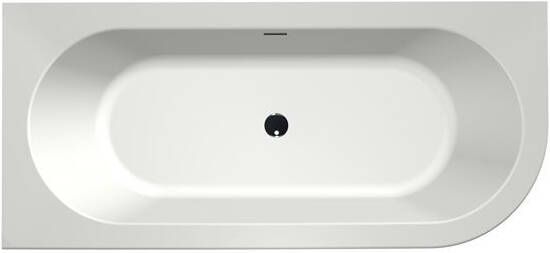 Xenz Charley Links 180x80x60 edelweiss inclusief 7006 gemonteerde badafvoer vulcombinatie zwart mat