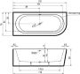 Xenz Charley hoekbad links 180x80x60 edelweiss incl. 7006 badafvoer vulcombinatie zwart mat 7016 03 VC ZWM - Thumbnail 4