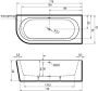 Xenz Charley hoekbad 180x80cm met overloop met afvoer met badvulcombinatie Hoekopstelling rechts Acryl Edelweiss mat 7015-03-VC51 - Thumbnail 6