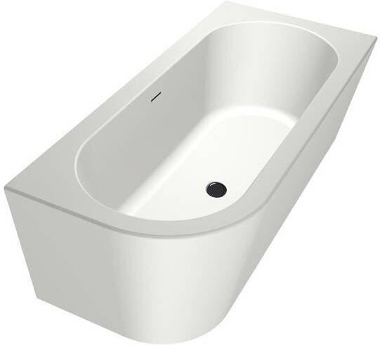 Xenz Charley XS halfvrijstaand bad rechts 165x75cm mat wit badafvoer vulcombinatie glans wit