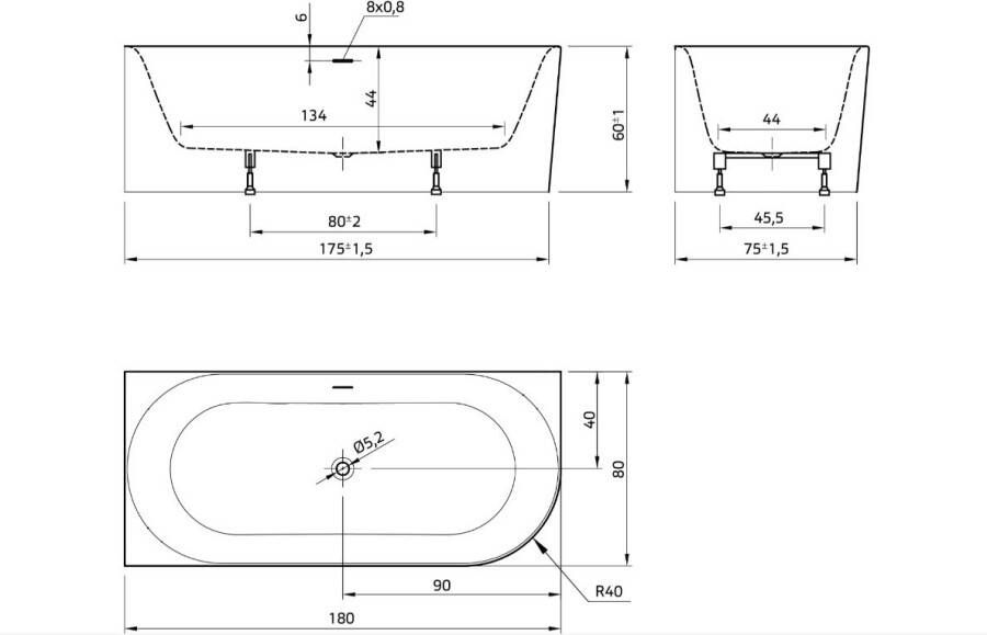 Xenz Fay halfvrijstaand hoekbad 180x80cm mat wit links met badafvoer- overloopcombinatie mat wit
