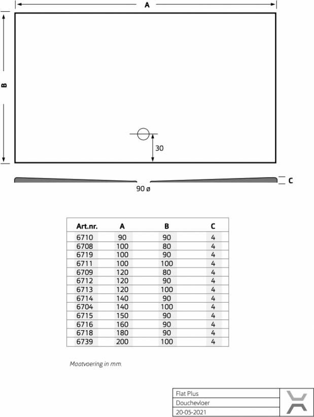 Xenz Flat Plus douchebak 100x100cm antraciet