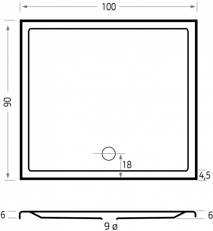 Xenz Mariana Plus douchebak 100x90 pergamon