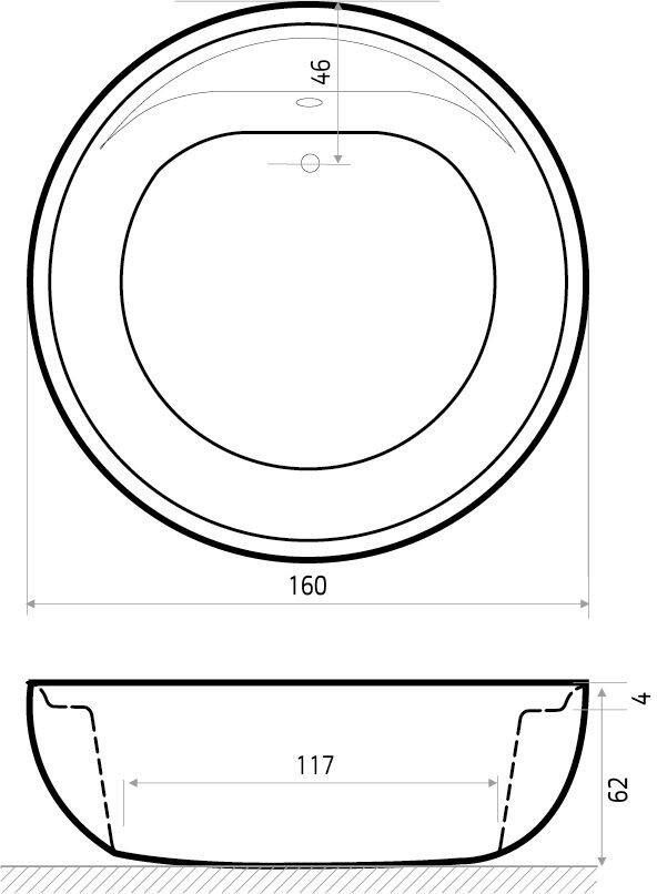 Xenz Max vrijstaand bad rond 160cm glans wit met afvoer- overloopcombinatie inox