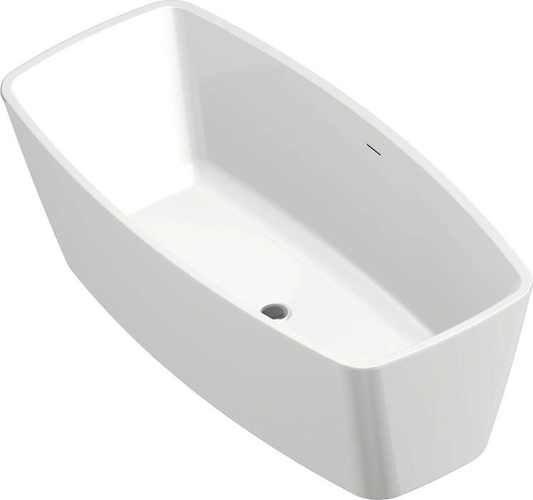 Xenz Moniek vrijstaand bad 170x80cm glans wit met sleuf overloop waste inox