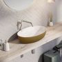 Xenz Neo-E Solid Surface waskom 54x38x14 Bicolor Wit Goud - Thumbnail 3